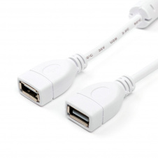 Кабель Atcom USB 2.0 AF/AF 1.8 м white