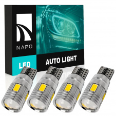 Комплект світлодіодних ламп Napo T10-5630-6smd-Lens W5W T10 4 шт Білий (2518544567)