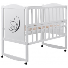 Кровать Babyroom Тедди T-01 фигурное быльце, откидной бок, колеса Белый (hub_x74q1c)