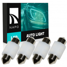 Комплект світлодіодних ламп Napo LED SJ-3030-4SMD-CANBUS Ceramic 31mm C5W C10W 4 шт Білий (2530404888)