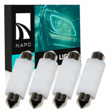 Комплект світлодіодних ламп Napo LED SJ-3030-6SMD-CANBUS Ceramic 41mm C5W C10W 4 шт Білий (2530521175)