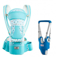 Хипсит Эрго-рюкзак кенгуру переноска Baby Carrier 6 в 1 Бирюзовый и Вожжи-ходунки с подкладками (vol-8973) Жмеринка