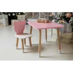 Столик дитячий та стільчик No Brand Ведмедик 46х60х45 см Рожевий (2031836678) Лосиновка