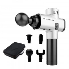 Масажер ударний тригерних точок Phoenix A2 4 насадки кнопковий Сірий (2044847988) Василівка