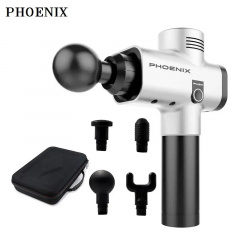 Масажер ударний тригерних точок Phoenix A2 4 насадки кнопковий Сірий (2044847988) Василівка