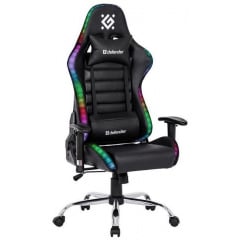 Геймерське крісло Defender Ultimate поліуританове з RGB підсвічуванням Чорний Киев