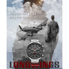 Наручний годинник чоловічий із сонячною батареєю North Edge Long Wings Сріблястий (3398) Одесса