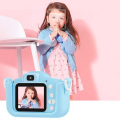 Дитячий цифровий фотоапарат Smart Kidsт з 2" екраном у силіконовому чохлі "Кішечка" із вбудованими іграми Блакитний Одеса