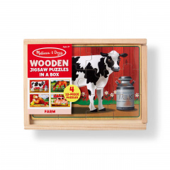 Дерев'яний пазл 4 в 1 Melissa&Doug "Тварини на фермі" 12х4 елементів 15х20 см MD13793 Косів