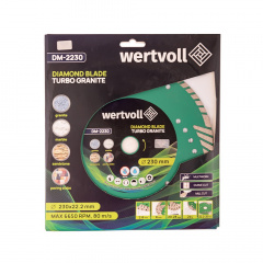 Диск алмазний Wertvoll GM TURBO Granite 230х3 мм 24% висота алмазного шару 8 мм адаптер 22.2-20 мм 6650 об/хв Сміла