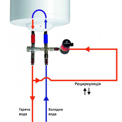 Змішувач-термостат для бойлера водонагрівача Kvant Labaratory 8.1T SOLO MIX з рециркуляцією (без насоса) 1/2 Нежин
