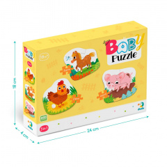 Дитячий Пазл 3 в 1 "День на фермі" DoDo 300394 9 ел Орехов