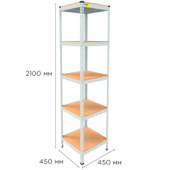 Металевий стелаж Emby Light Series 2100х450x450 мм 5 полиць ДСП до 100 кг Петрове