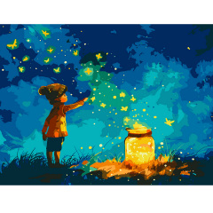 Картина за номерами Santi Хлопчик і світлячки 40x50 см LED підсвітка (955096) Херсон