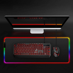Килимок для ігрової миші та клавіатури з підсвічуванням Feel Fit RGB 80x30 см Чорний (21121) Володарськ-Волинський