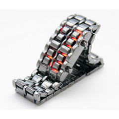 Годинник-браслет Led Watch Iron Samurai, Сріблястий з червоними світлодіодами ( IBW012SR ) Чернигов