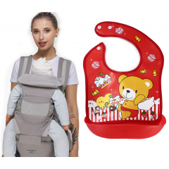 Хипсит эрго-рюкзак кенгуру переноска слюнявчик-трансформер Baby Carrier 20 кг 6 в 1 Серый (vol-9894) Лубны