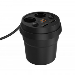 Розгалужувач прикурювача 12/24V (на 2 виходи + USB) KONNWEI Калуш