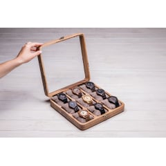 Органайзер на 9 секцій для наручних годинників ecoWalnut 7х26.5х26.5 см Київ