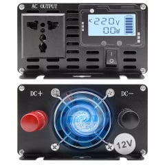 Інвертор напруги HOULI 3000W 12V в 220V Чистий синус з РК-дисплеєм Чорний (IN3W12VZK) Київ