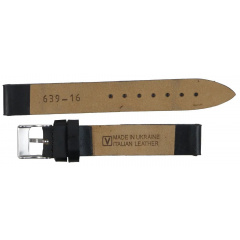 Ремінець для годинника зі шкіри Mykhail Ikhtyar 16 мм Чорний (S639-16S black) Львів