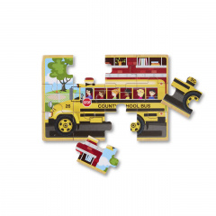 Дерев'яний пазл 4 в 1 Melissa&Doug Машинки 12х4 елементів 15х20 см MD3794 Бердичев