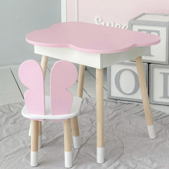 Стіл дитячий No Brand Хмара з нішою та стільчиком Метелик Біло-рожевий (2389156212) Ізмаїл