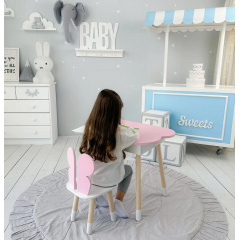 Стіл дитячий No Brand Хмара з нішою та стільчиком Метелик Біло-рожевий (2389156212) Ізмаїл