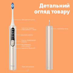 Електрична зубна щітка з футляром Bitvae S3 Smart 4 насадки White Куп'янськ