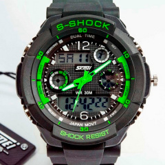 Наручний годинник чоловічий Skmei S-Shock Green 0931 Чорний (077) Каменец-Подольский
