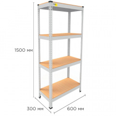 Металевий стелаж Emby Light Series 1500х600x450 мм 4 полиці ДСП до 100 кг Петрово