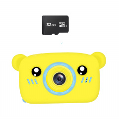 Дитячий цифровий фотоапарат Smart Kids KM-89 Ведмедик Teddy Full HD, 12 МП Жовтий + Карта пам'яті 32 ГБ Куйбышево