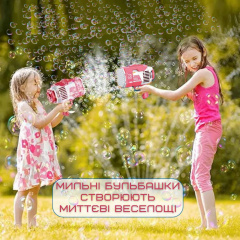 Генератор мильних бульбашок електричний Rocket Bubble 73 отвори Рожевий (702) Молочанск