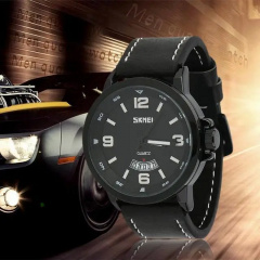 Чоловічий класичний наручний годинник Skmei 9115 Чорний Ковель