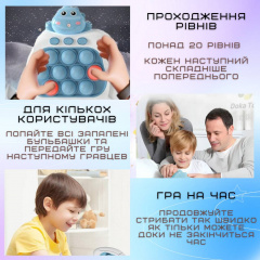 Електронний Поп Іт Інтерактивний 4 Режима + Підсвічування Бегемот SV Блакитний (741) Косів