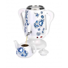 Електричний самовар з фарворовим заварним чайником RAF R-7118 на 3.5 л White Долина