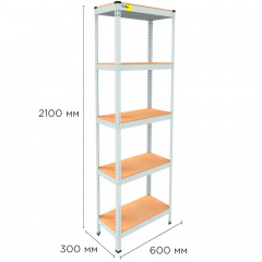 Металевий стелаж Emby Light Series 2100х600x300 мм 5 полиць ДСП до 100 кг Южноукраинск