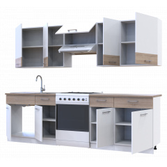 Кухня Лея Doros 2.6 м Білий/Дуб сонома ДСП 260х60х250 (81000009) Гуляйполе