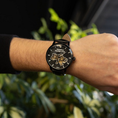 Наручний годинник чоловічий BESTA Skeleton UA Black Чорний (3121) Березне
