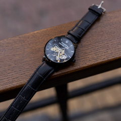 Наручний годинник чоловічий BESTA Skeleton UA Black Чорний (3121) Березне
