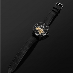 Наручний годинник чоловічий BESTA Skeleton UA Black Чорний (3121) Березне