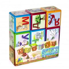Кубики "Абетка 9 шт " MToys 14043 Велика 7 см Первомайск
