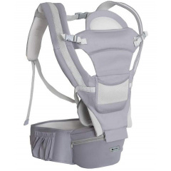 Хипсит эрго-рюкзак кенгуру переноска слюнявчик-трансформер Baby Carrier 20 кг 6 в 1 Серый (vol-9889) Орехов