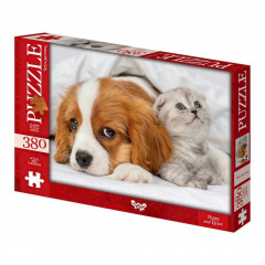 Пазли класичні "Цуценя та кошеня" Danko Toys C380-06-01 380 елементів Орехов