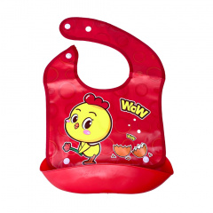 Дитячий слинявчик Курча Mega Zayka MGZ-0602(Red) зі знімною кишенею Акимовка
