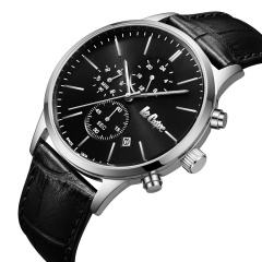 Наручний годинник чоловічий Lee Cooper Leather Black Сріблястий (3434) Новомосковск