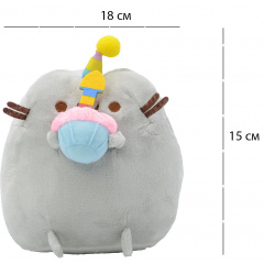 М'яка іграшка кіт зі святковим кексом у ковпачку VOLRO Pusheen cat Сірий (vol-647) Харьков