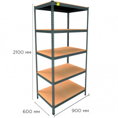 Металевий стелаж Emby Light Series 2100х900x600 мм 5 полиць ДСП до 100 кг Чорний Акимовка