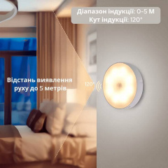 Нічник з датчиком руху та акумулятором Inspire night GZ-2 400mAH 0.6W Білий Березно