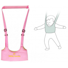 Набір дитячі віжки-ходунки Walking Assistant Moby Baby Рожевий та Слюнявчик на кнопці (vol-1054) Орехов